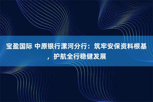 宝盈国际 中原银行漯河分行：筑牢安保资料根基，护航全行稳健发展