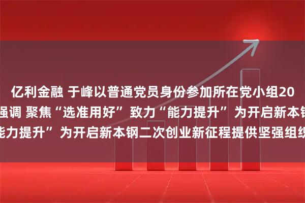 亿利金融 于峰以普通党员身份参加所在党小组2025年度组织生活会时强调 聚焦“选准用好” 致力“能力提升” 为开启新本钢二次创业新征程提供坚强组织保证