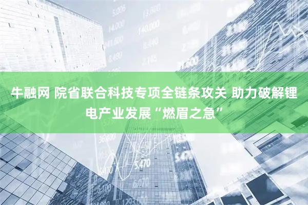 牛融网 院省联合科技专项全链条攻关 助力破解锂电产业发展“燃眉之急”