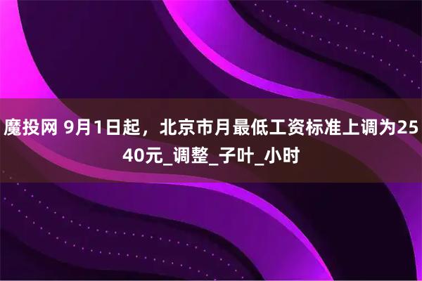 魔投网 9月1日起，北京市月最低工资标准上调为2540元_调整_子叶_小时